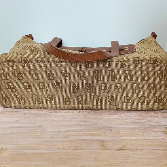 Vintage Dooney & Bourke Monogram Canvas Tote Bag with Leather Accents - Picture 11 of 12